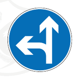Ahead or left — Saudi road sign