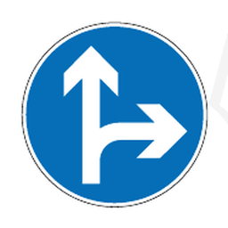 Ahead or right — Saudi road sign