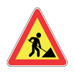 Road works ahead — Saudi road sign