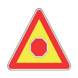 Stop ahead — Saudi road sign