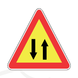 Temporary two-way traffic — Saudi road sign