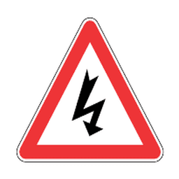 Overhead power lines — Saudi road sign