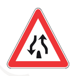 Two-way traffic ends — Saudi road sign