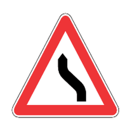 Double bend, first to the left — Saudi road sign