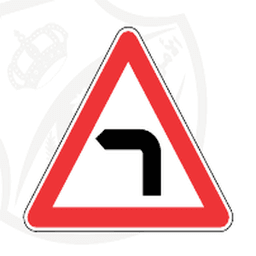 Sharp bend to the left — Saudi road sign