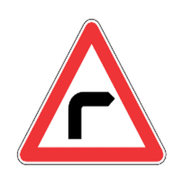 Sharp bend to the right — Saudi road sign