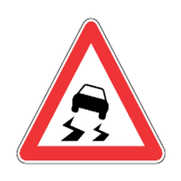 Slippery road — Saudi road sign